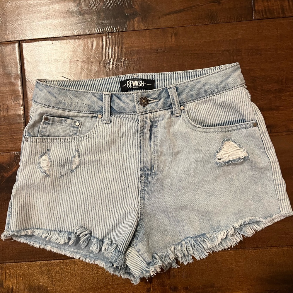 Rewash Dual Patterned Jean Shorts